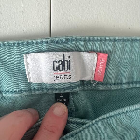 CAbi Skinny Leg Jeans Pants Solid Robins Egg Size 4 - Picture 3 of 14